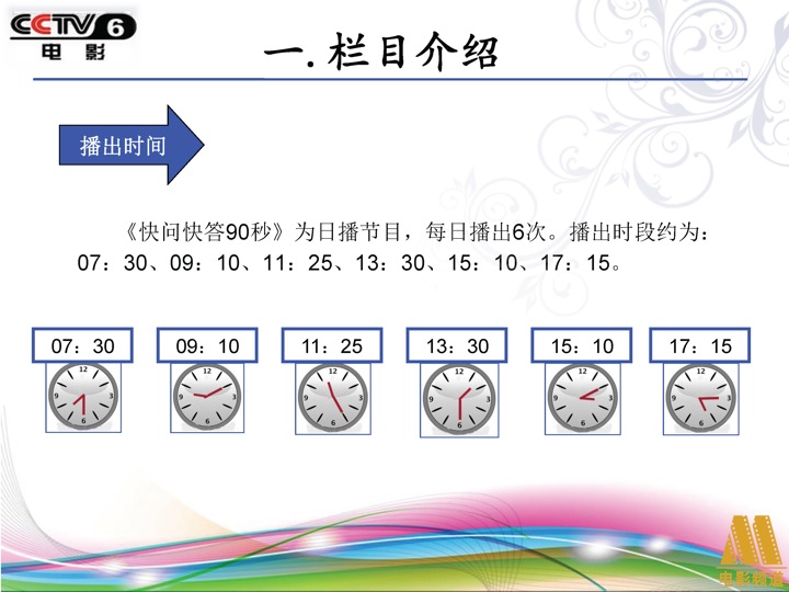 2013年CCTV6《光影星播客-快问快答90秒》全天广告植入