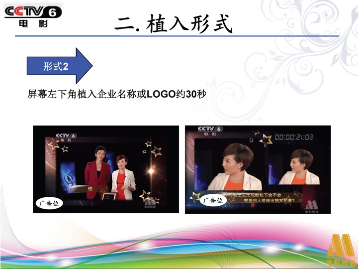 2013年CCTV6《光影星播客-快问快答90秒》全天广告植入